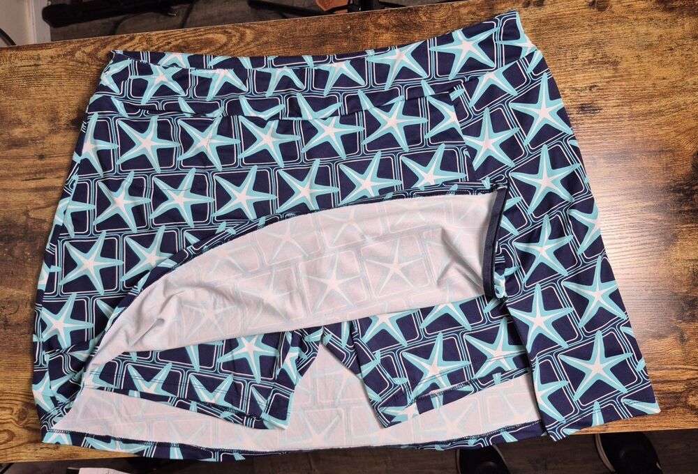 Lulu B Skirt Skort Womens XL Starfish UPF 50+ Tennis Core Golf Preppy Resort - Picture 2 of 12
